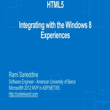 Integrating With The Windows 8 Experiences