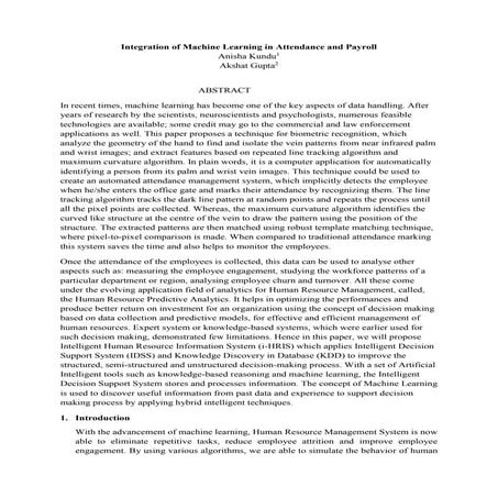 Integration of Machine Learning in attendance and payroll