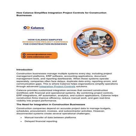 Integration Project Controls - Calance | PDF