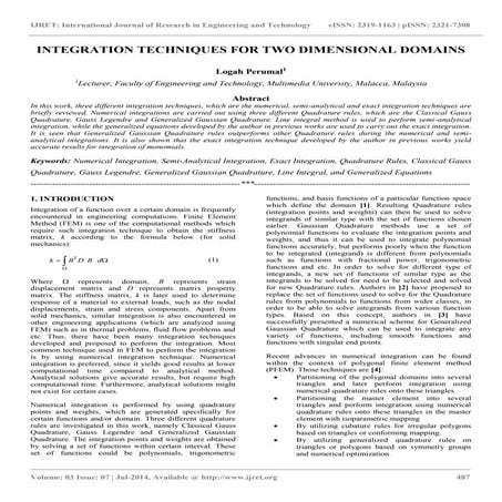 Integration techniques for two dimensional domains