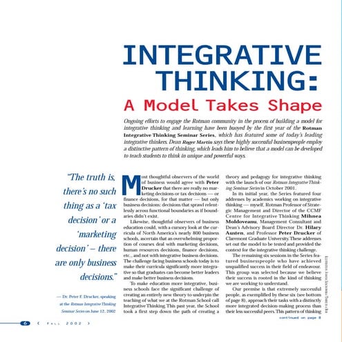 Integrative thinking a model takes shape