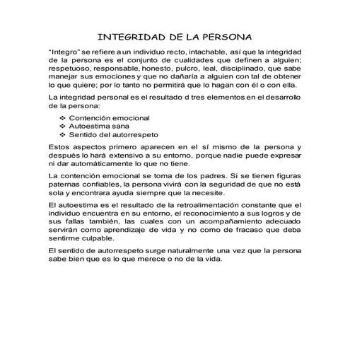como tener una buena integridad personal | PPTX