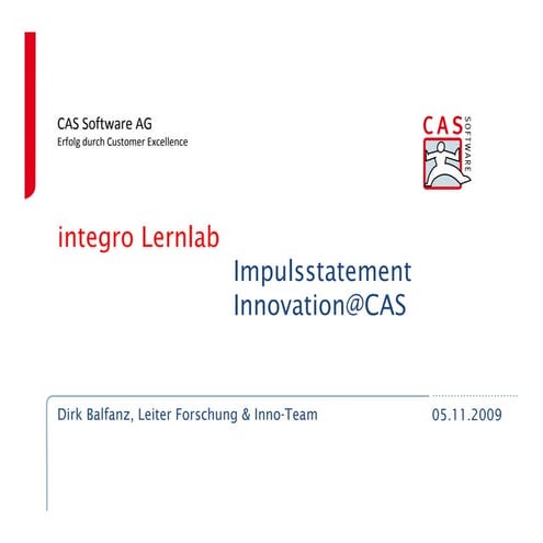 Impulsstatement: Innovation@CAS
