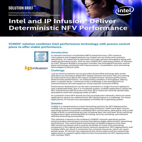 Intel and IP Infusion Deliver Deterministic NFV Performance