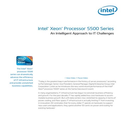 Intel® Xeon® Processor 5500 Series
