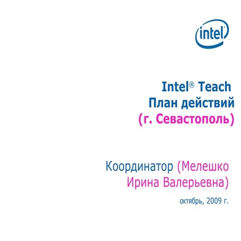 Intel Coordinators Action Plan 2009