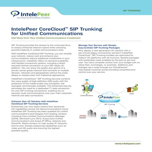 General SIP trunking data sheet | PDF