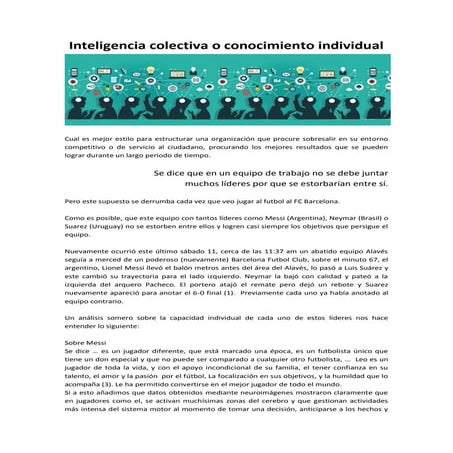 Inteligencia colectiva o conocimiento individual
