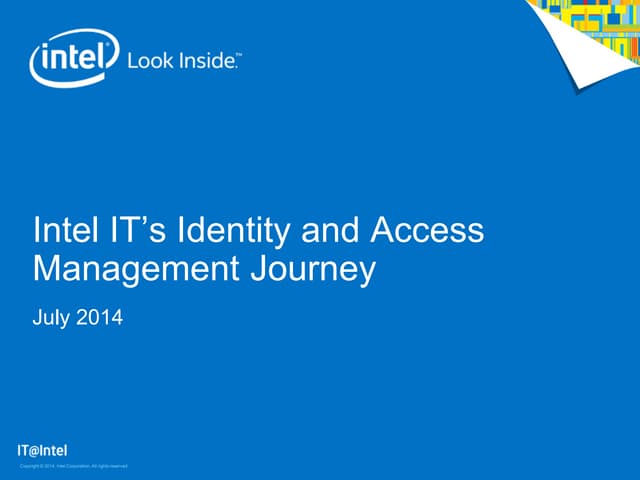 Intel IT's Identity and Access Management Journey