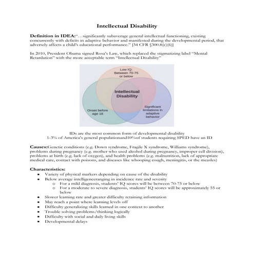 Intellectual disability handout