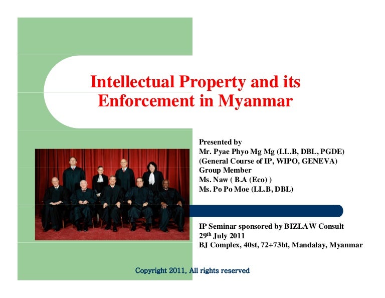 Intellectual property and its enforcement in Myanmar (Trademark)