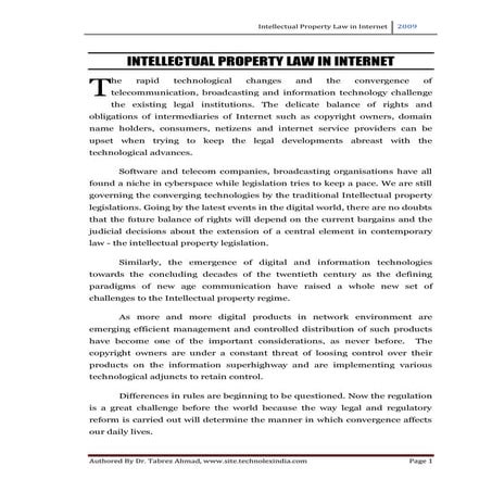 Intellectual Property Law In Internet