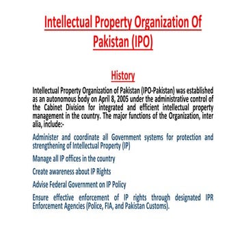 Intellectual Property Organization Of Pakistan (IPO) [Autosaved].pptx