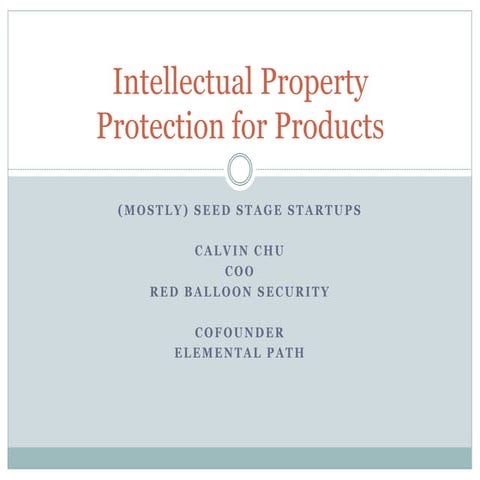 Intellectual Property Protection for Products