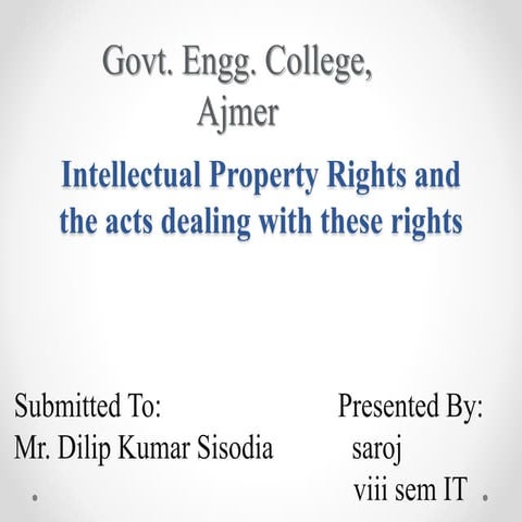 Intellectual property rights and dealing with their acts