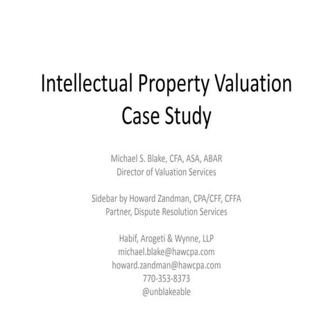 Intellectual Property Valuation Case study