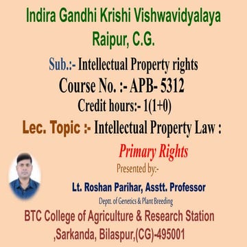 Intellectual property law- Primary rights