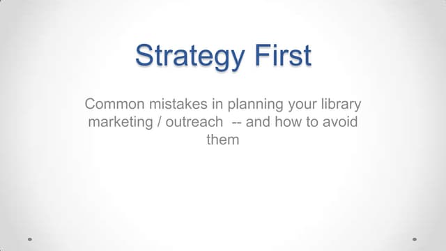 Strategy First: Common mistakes in ...