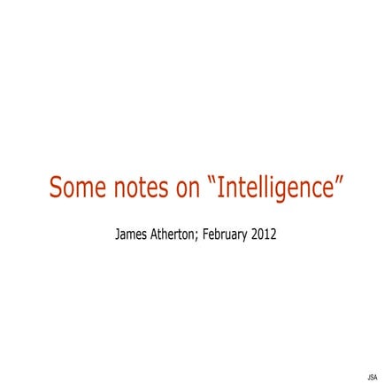 Notes on "Intelligence"