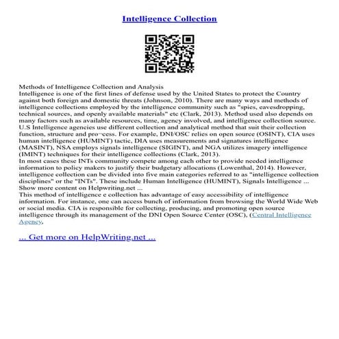 Intelligence Collection | PDF