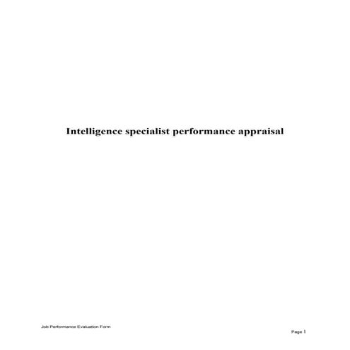 Intelligence specialist performance appraisal