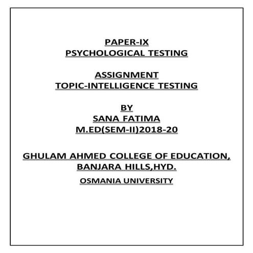 Intelligence Testing-Intelligence- Definition, Aspects,Ckassification of Inte...