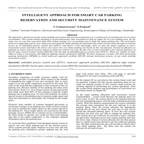 Intelligent approach for smart car parking reservation and security maintenan...