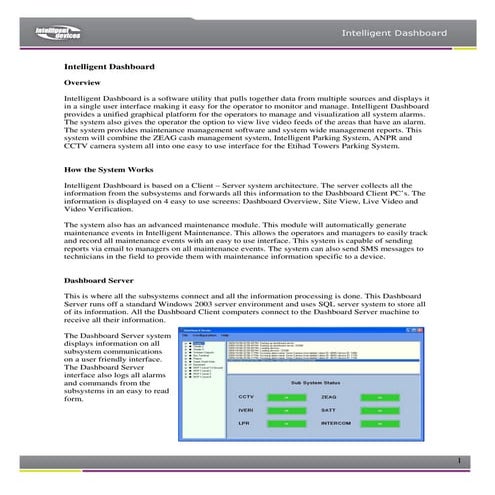 Intelligent dashboard overview