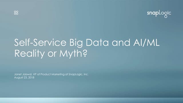 Intelligent data summit: Self-Service Big Data and AI/ML: Reality or Myth?