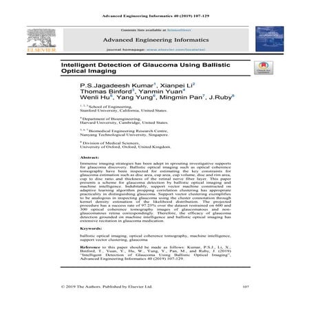 Intelligent Detection of Glaucoma Using Ballistic Optical Imaging