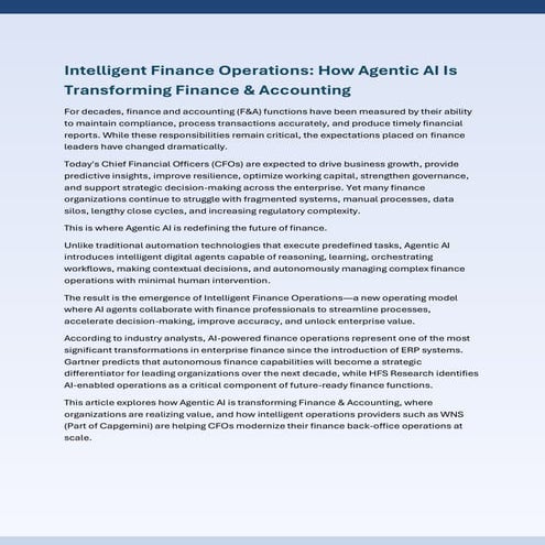 Intelligent Finance Operations How Agentic AI Is Transforming Finance ...