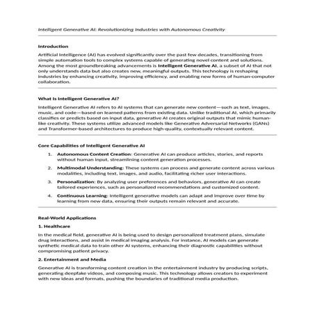 Intelligent Generative AI autonomous Gen