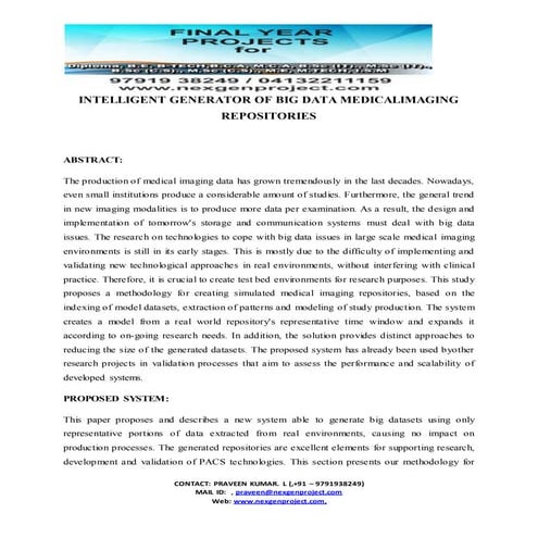 Intelligent generator of big data medical