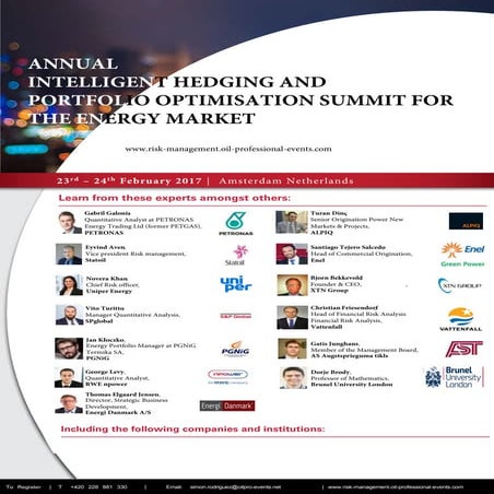 Intelligent hedging and portfolio optimisation summit for the energy Amsterda...