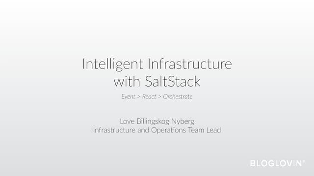 Intelligent infrastructure with SaltStack