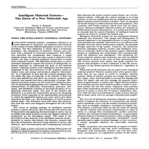 Intelligent Material Systems: Integrating Biology and Engineering for ...