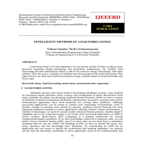 Intelligent methods in load forecasting