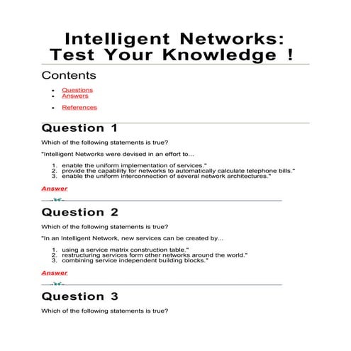 Intelligent Networks