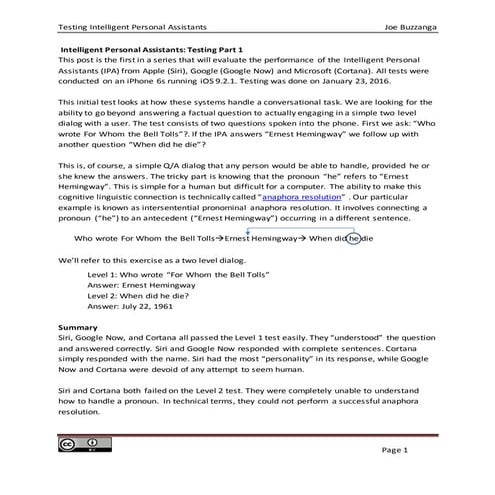 Intelligent personal assistant testing  1