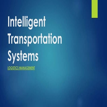 Intelligent transportation systems