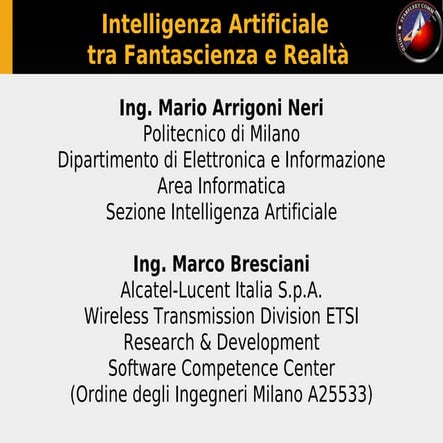 Intelligenza artificiale  tra fantascienza e realtà