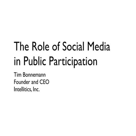 The Role of Social Media in Public Participation
