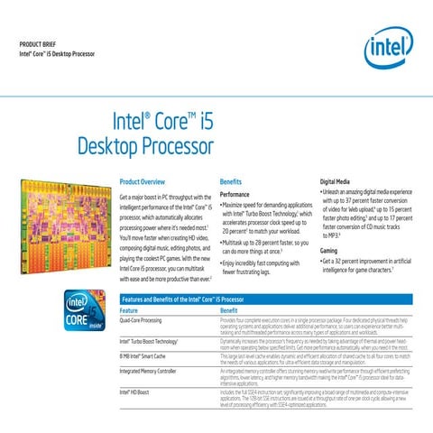 Intel(R)Core(Tm)I5 Desktop Processor Product Brief