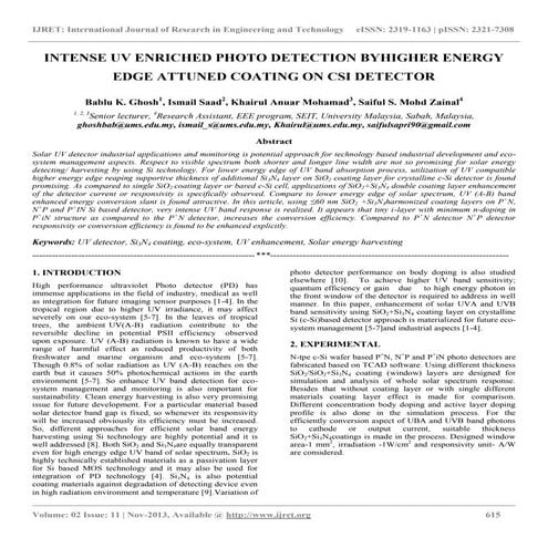 Intense uv enriched photo detection byhigher energy edge attuned coating on c...