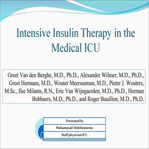 Intensive Insulin Therapy In The Medical ICU