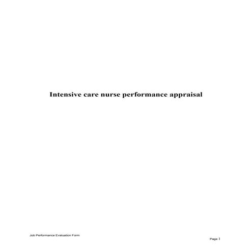 Intensive care nurse performance appraisal