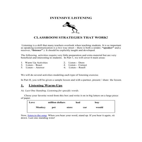 Intensive listening activities