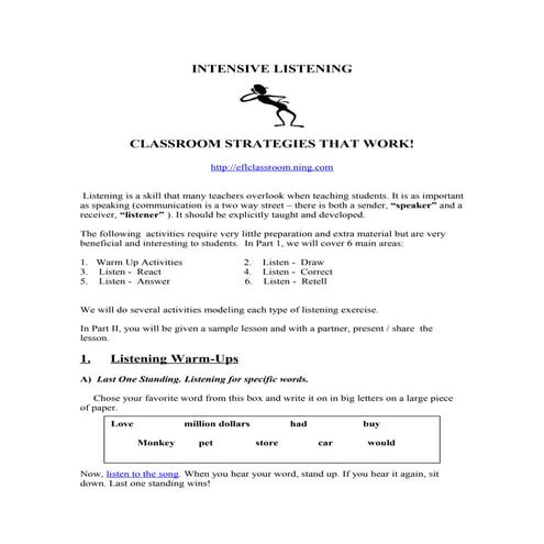 Intensive listening activities