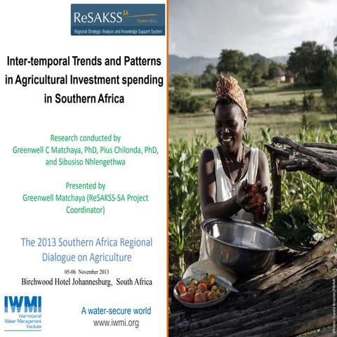 Inter-temporal trends and patterns in Agricultural Investment Spending in Sou...