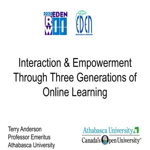 3 generations of online pedagogy for EDEN - Lisbon 2020